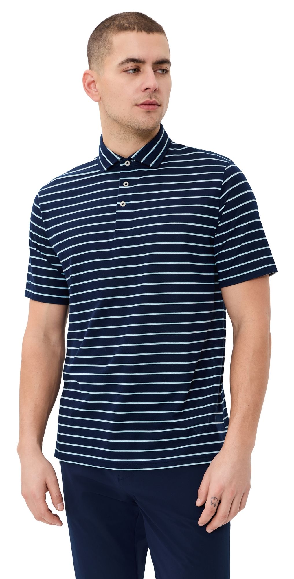 RLX Ralph Lauren Multi Stripe Tour Pique Polo Refined Navy Multi XL