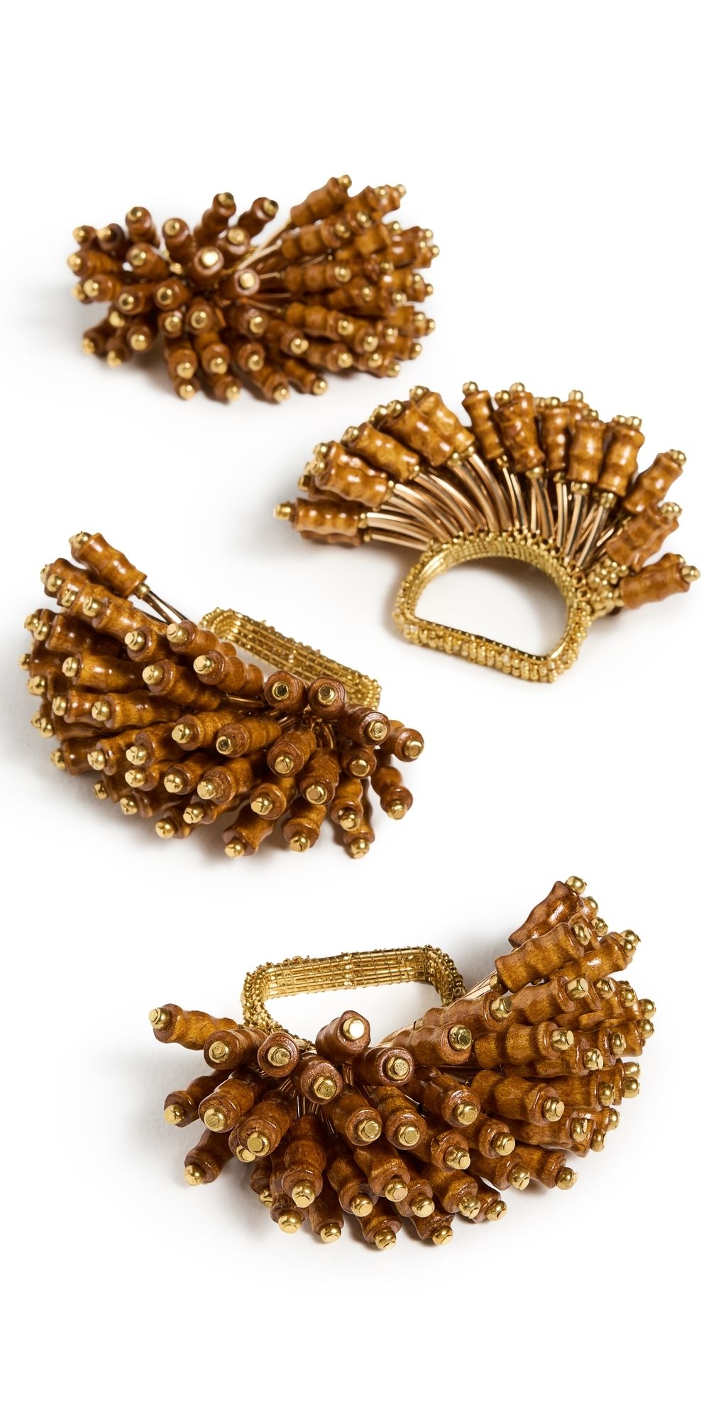 Kim Seybert Royal Palm Napkin Rings Set of 4 Brown/Gold One Size