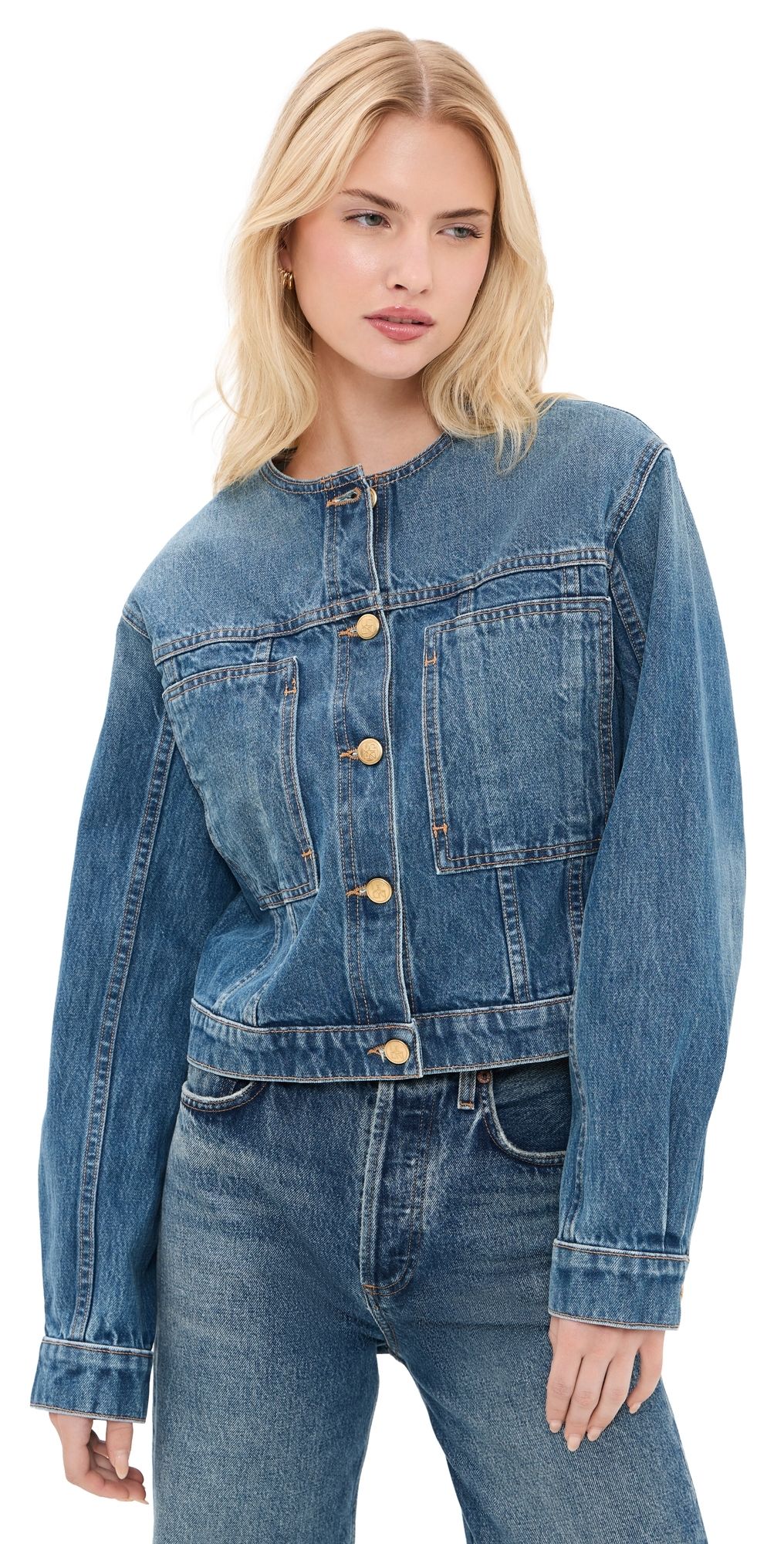 Ulla Johnson The Briar Collarless Denim Jacket Danube P