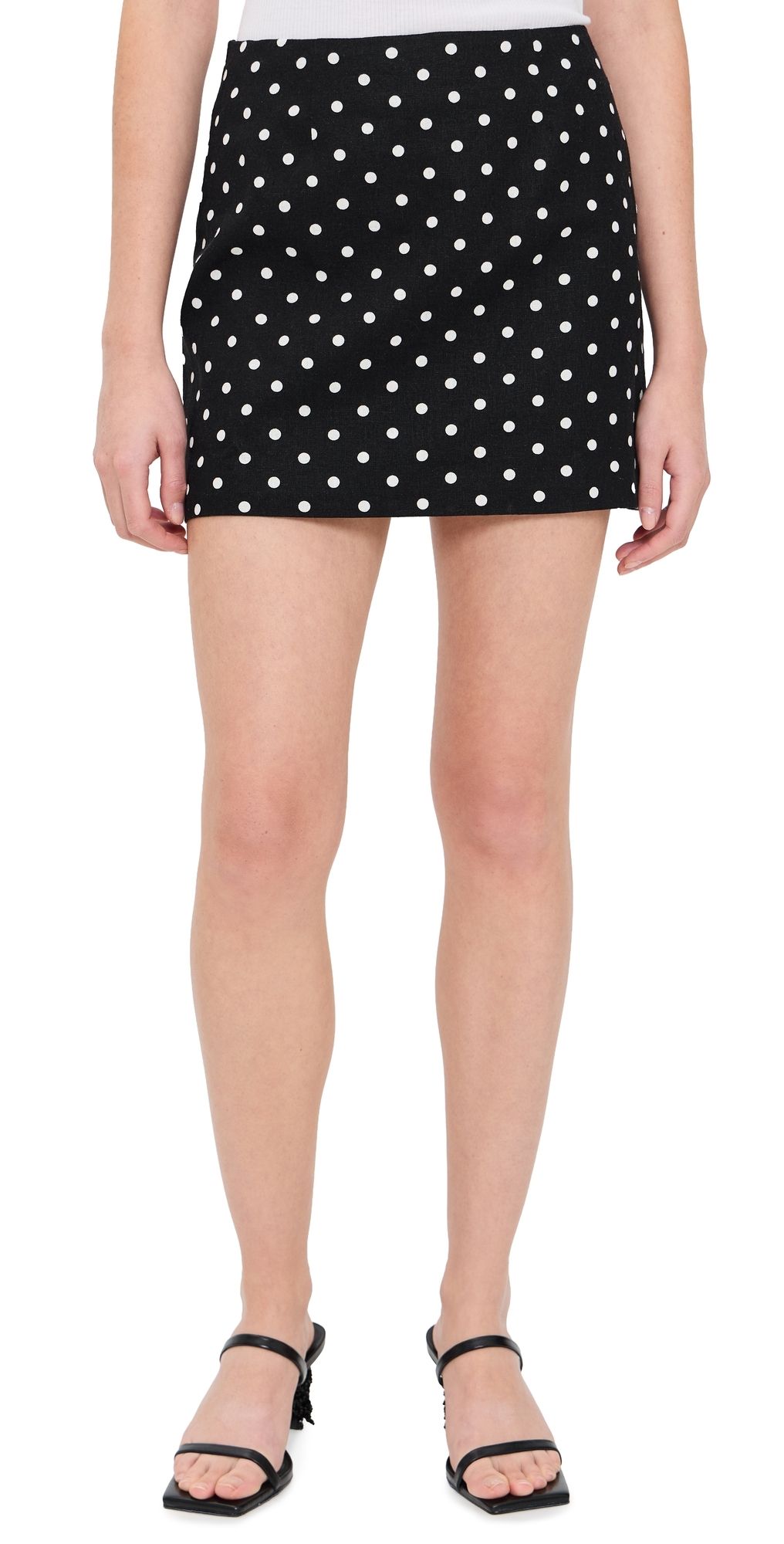 WAYF Elle Mini Skirt Black Polka Dot S