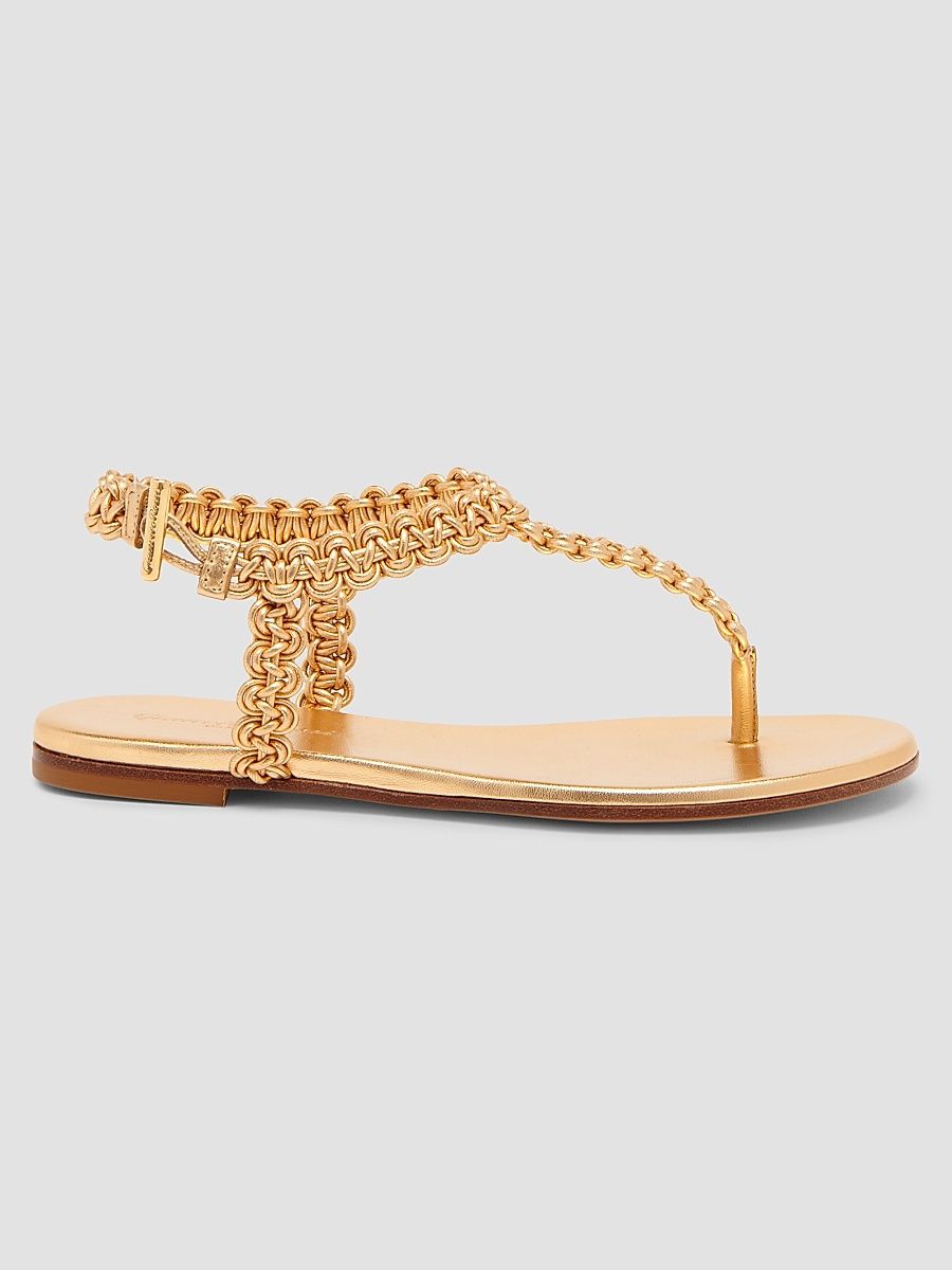 Women's Woven Leather Flat Sandals - Meko Mekong - Size 12