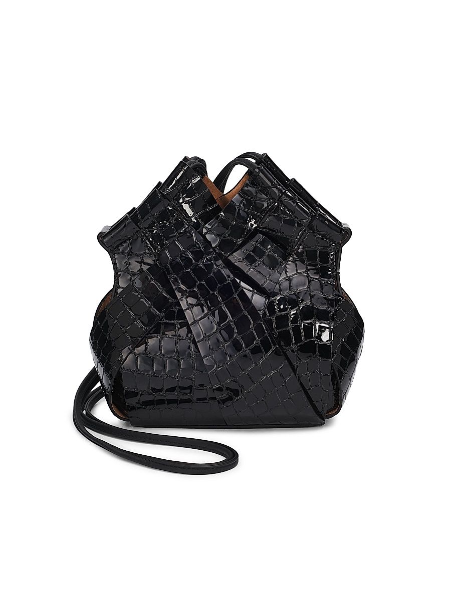 Women's The Charlotte Croc-Embossed Leather Crossbody Bag - Noir