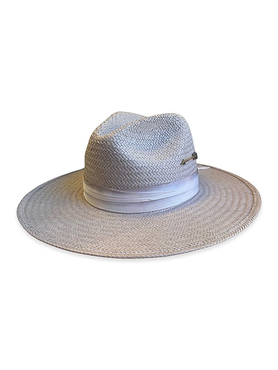Women's Rambler Silk-Trimmed Straw Fedora - Taupe - Size Small