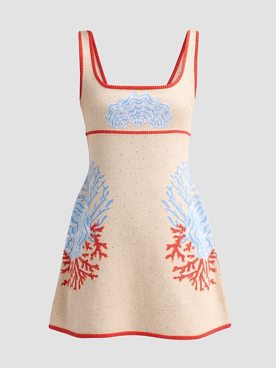 Women's Valcra Oceanic-Print Cotton-Blend Mini Dress - Sand Multi - Size XL