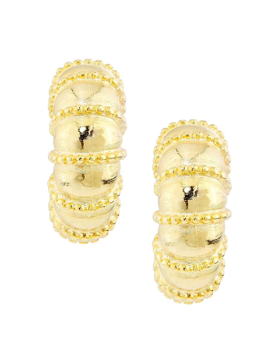 Women's 22K-Gold-Plated Clip-On Hoop Earrings - Gold