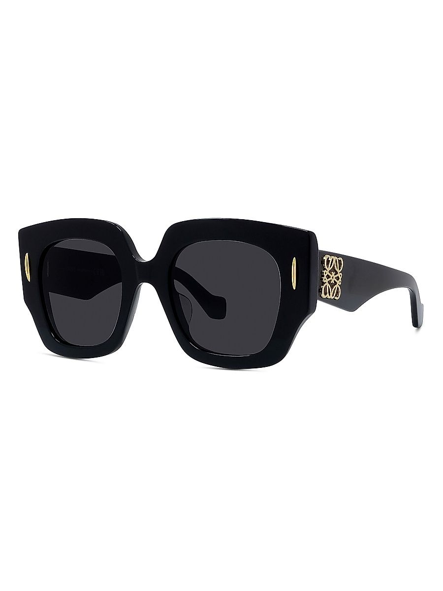 Men's Anagram 50MM Geometric Sunglasses - Shiny Black Smoke