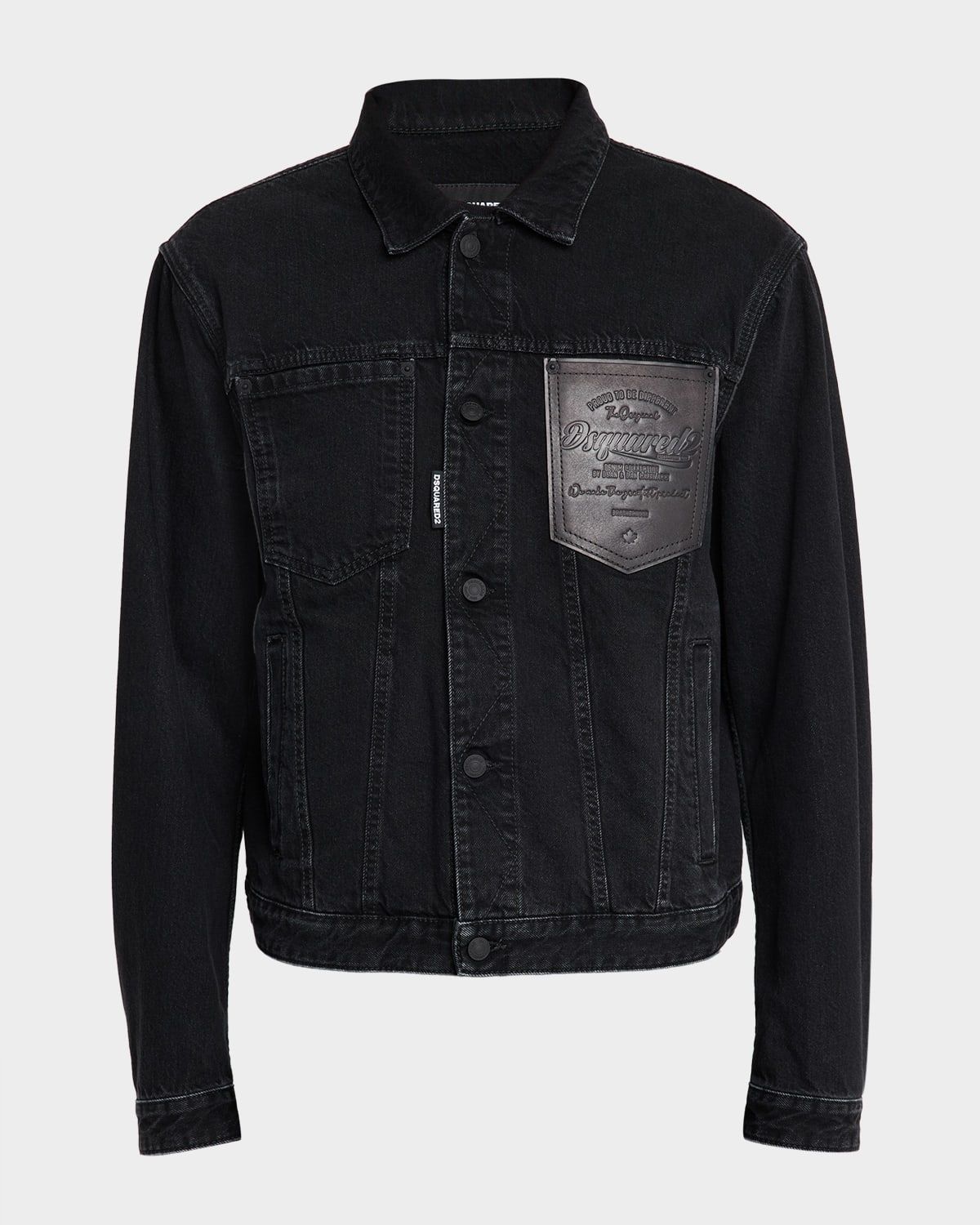 Men & apos;s Jean Jacket with Leather Pocket