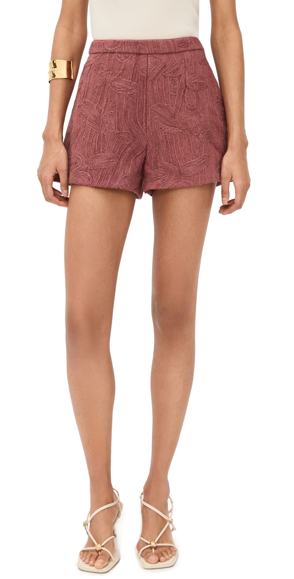 AMUR Kailana Raffia Shorts Mahogany 4
