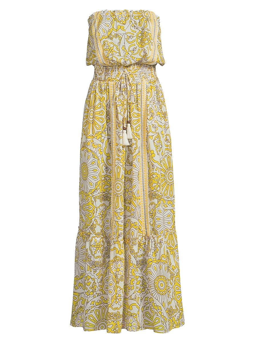 Women's Nadine Printed Cotton Midi-Dress - Sunglow Combo - Size Large