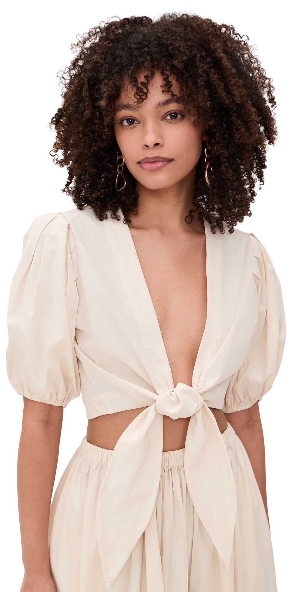 Lisa Marie Fernandez Pouf Tie Blouse Natural Poplin L