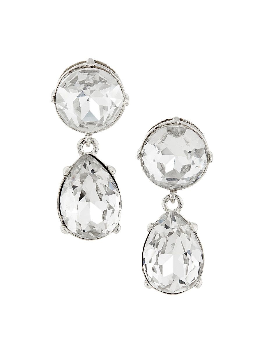 Women's Rhodium-Plated & Glass Crystal Drop Earrings - Crystal
