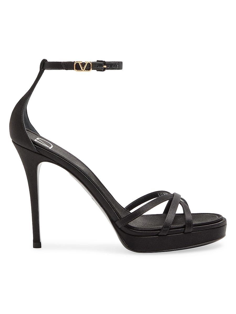 Women's Eveninglam 120MM Satin Platform Sandals - Black - Size 12