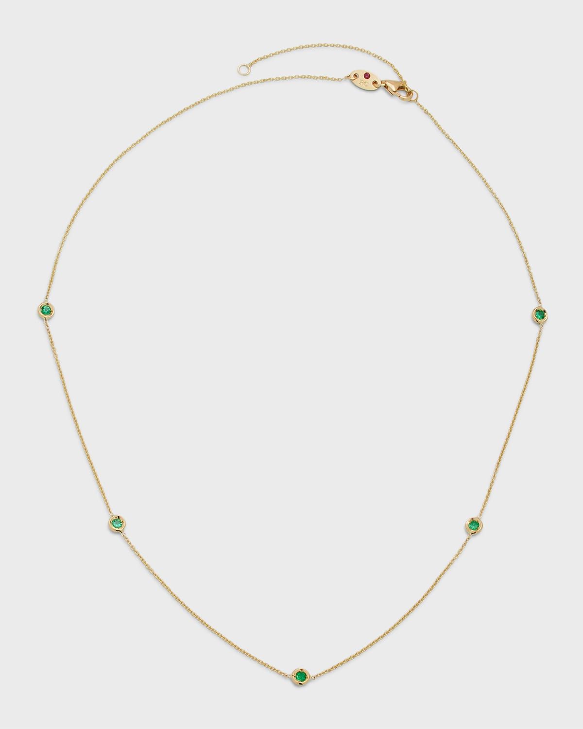 18K Yellow Gold 5-Station Emerald Necklace