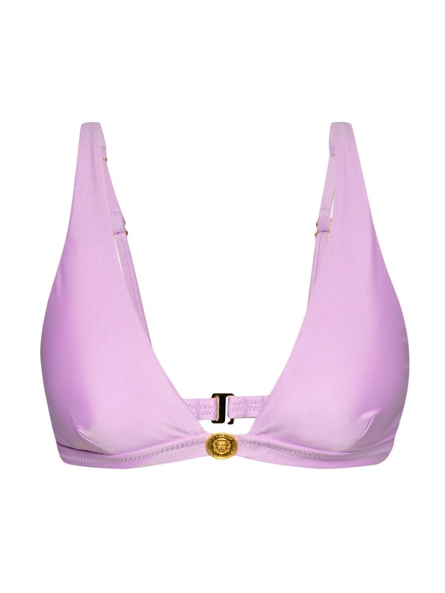 L'AGENCE Women's Shimmer Solids Lexie Triangle Bikini Top - Light Violet - Size Medium