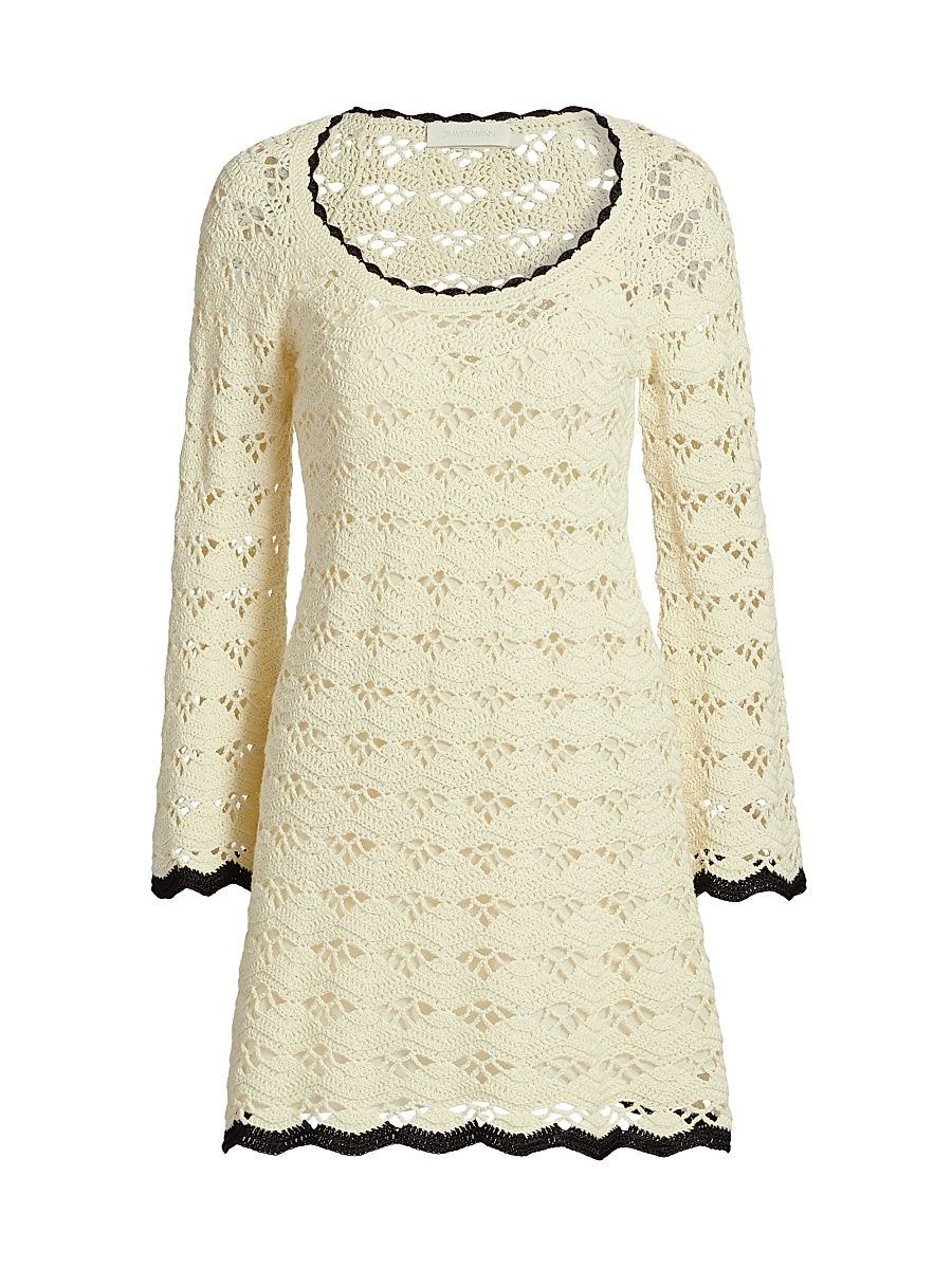 Women's Rhiannon Crochet Minidress - Cream Black - Size 8