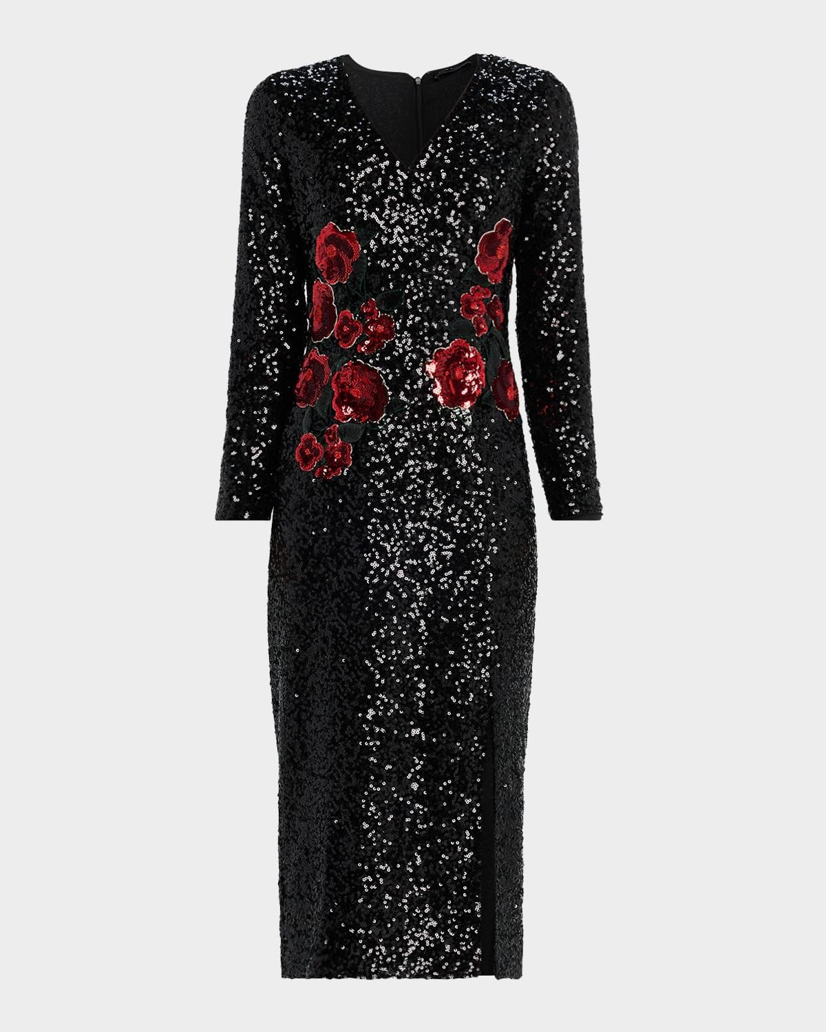 The Aurora Sequined Floral Midi Dress