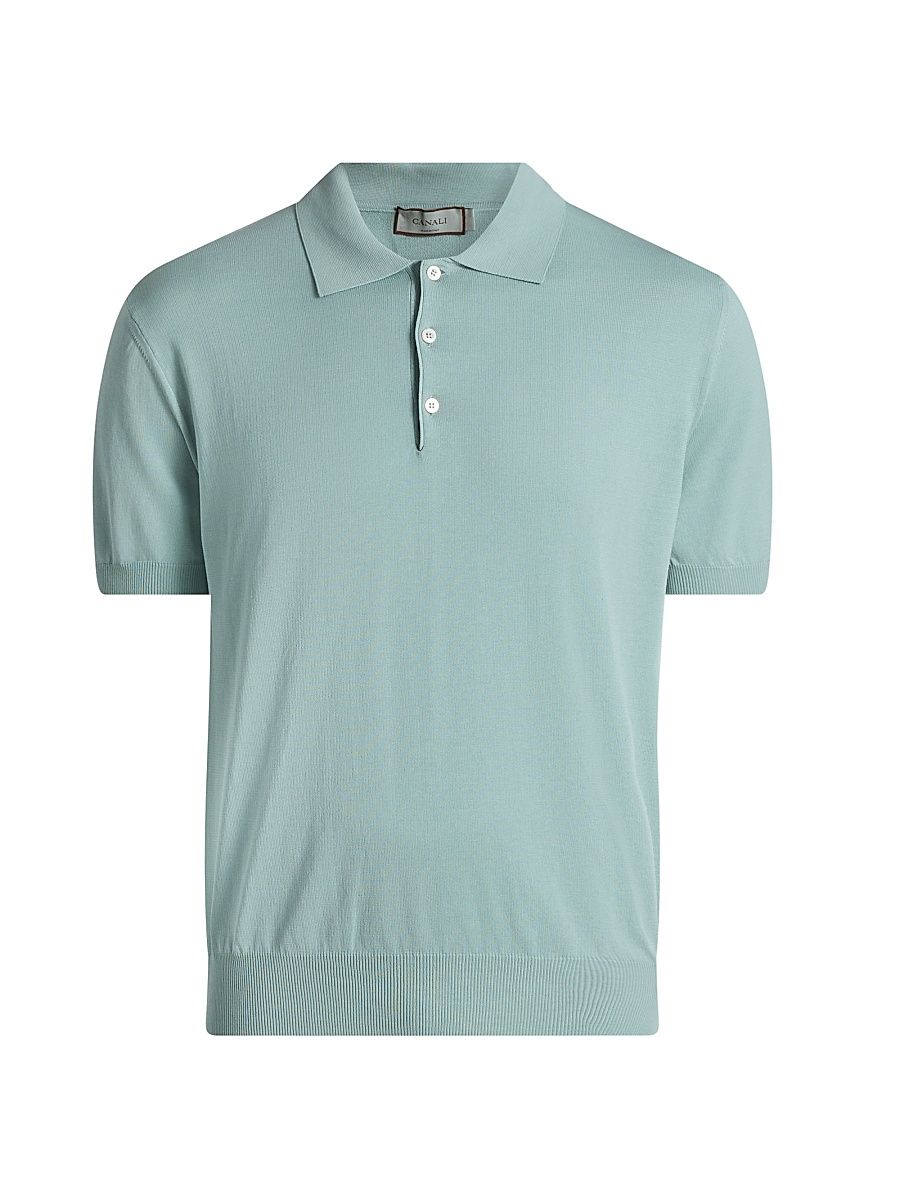 Men's Cotton Knit Polo Shirt - Teal - Size 40