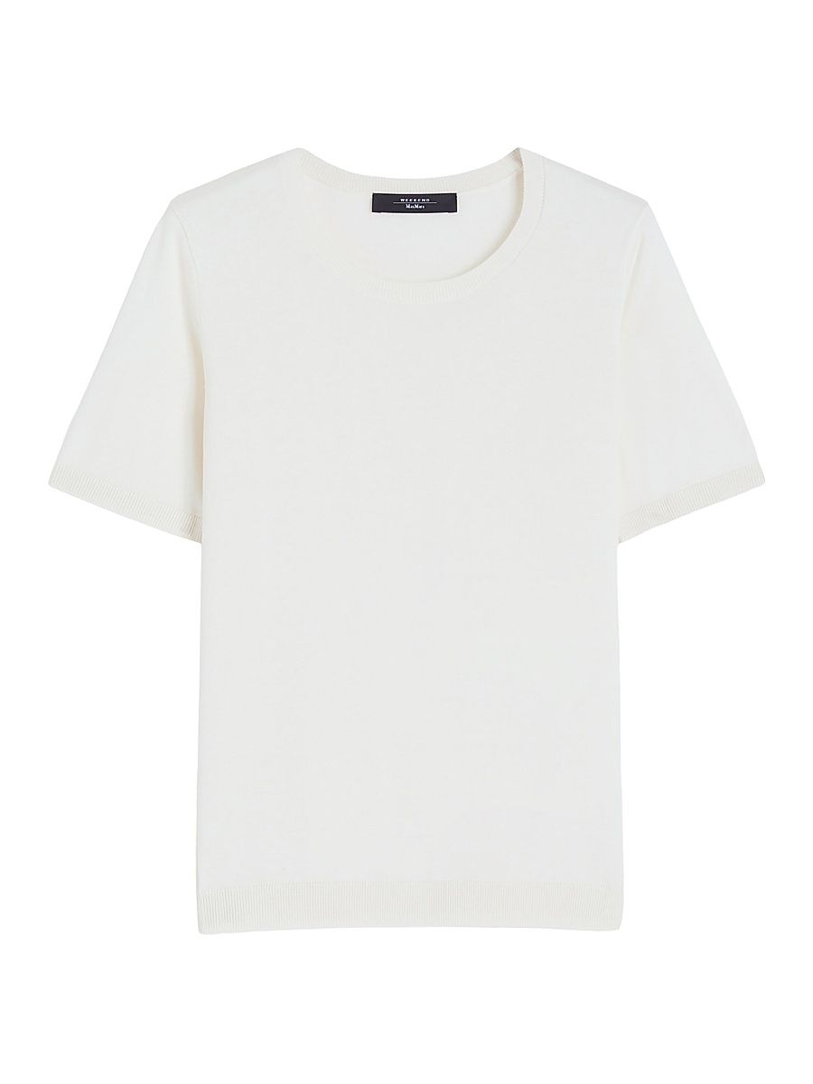 Women's Silk and Cotton Yarn T-Shirt - White - Size Large