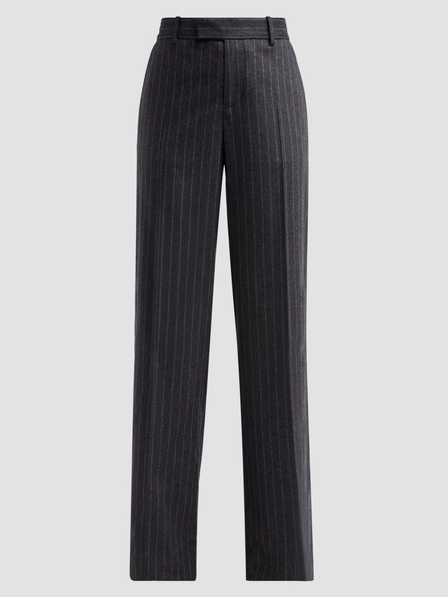 Nili Lotan Women's Bethany Pinstripe Wool Pants - Dark Charcoal Pinstripe - Size 10