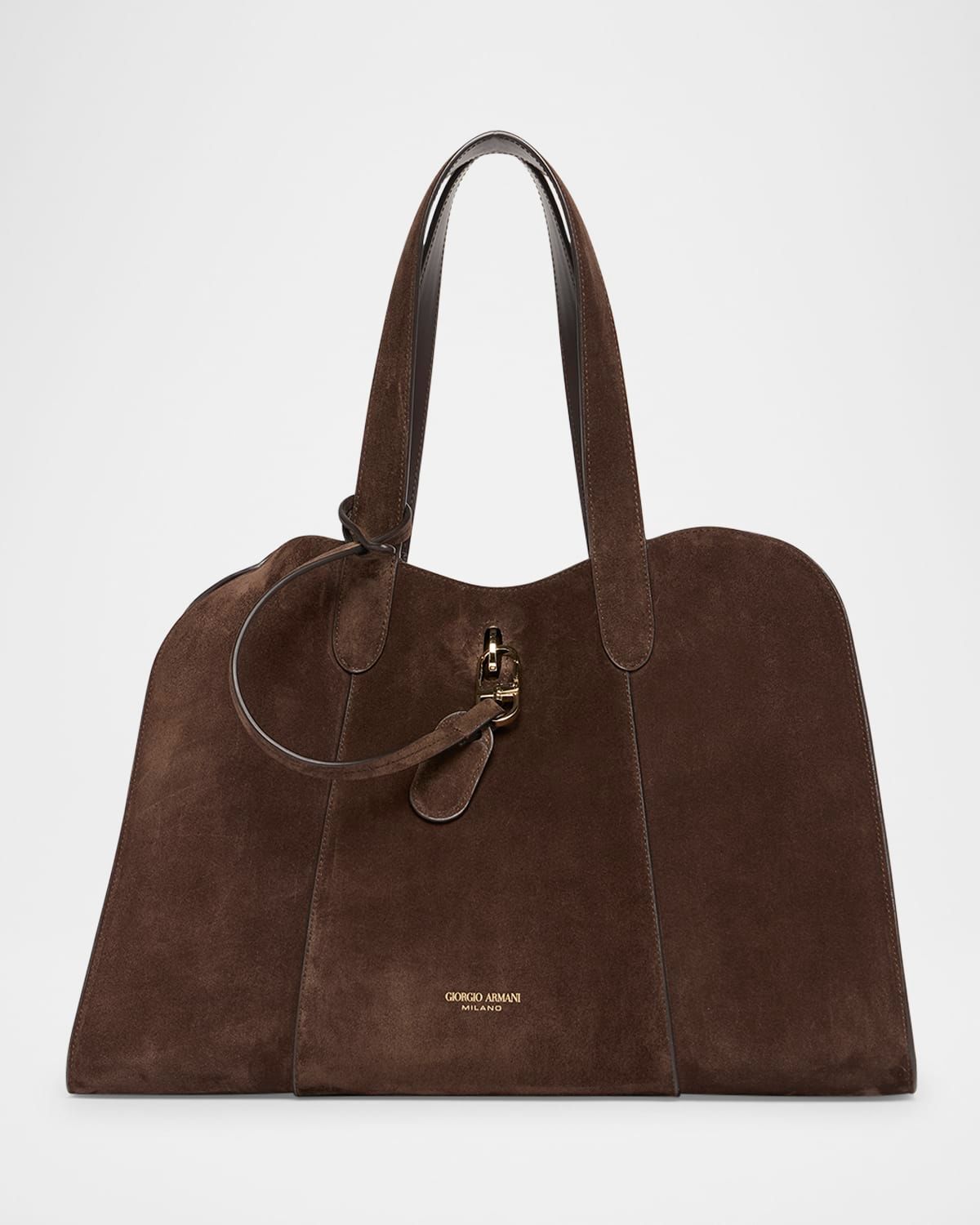 Large Soft Suede Trapezoid Tote Bag