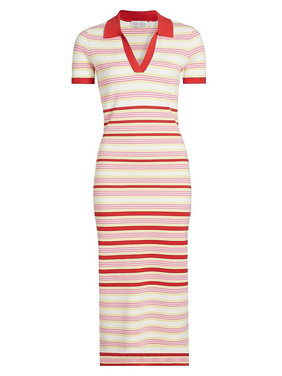 Women's The Liberty Striped Midi-Dress - Multi Stripe - Size Small