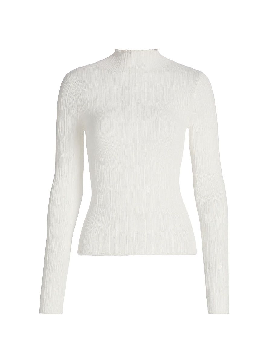 Women's Hugh Textured Cotton-Blend Top - Bright White - Size Medium