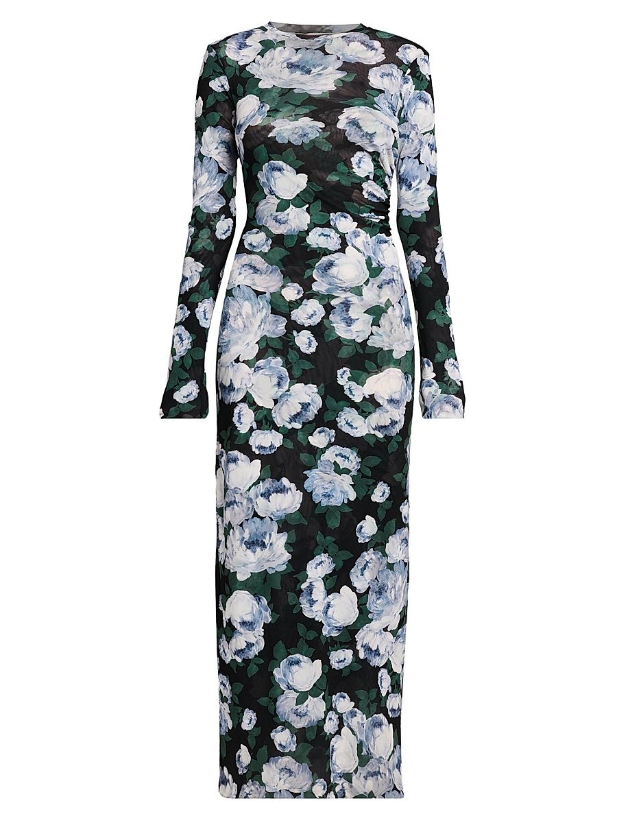 Women's Bunch Of Roses Mesh Maxi Dress - Size XS