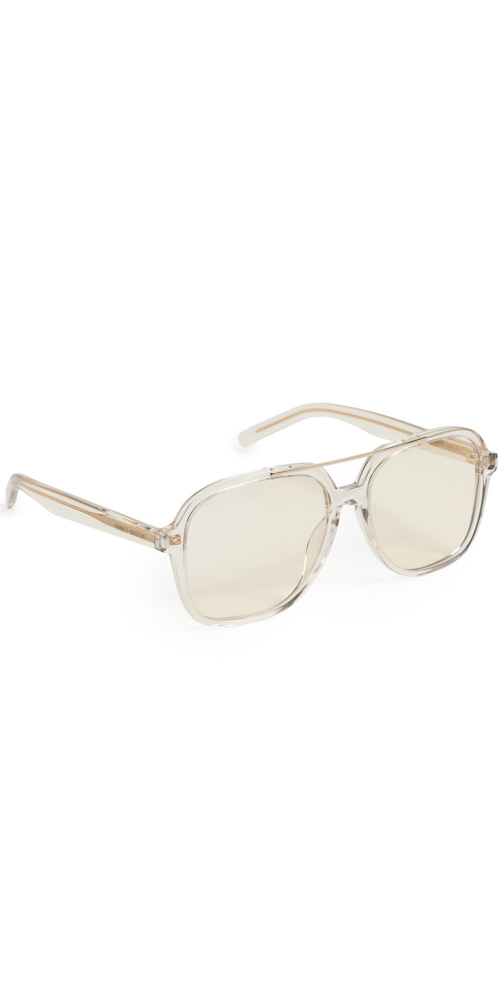 Saint Laurent Aviator Sunglasses Beige/Yellow One Size