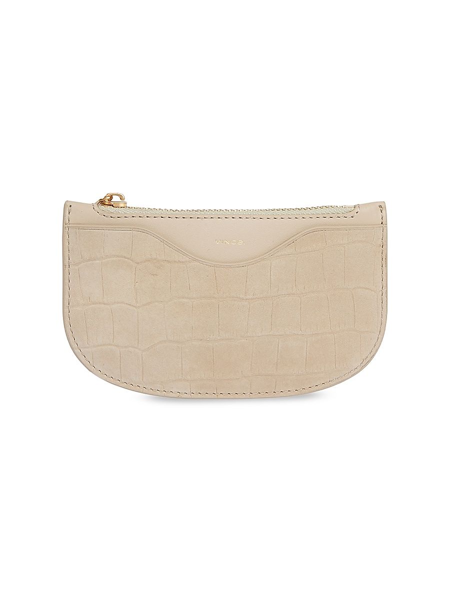 Women's Demma Croc-Embossed Leather Card Case - Marzipan