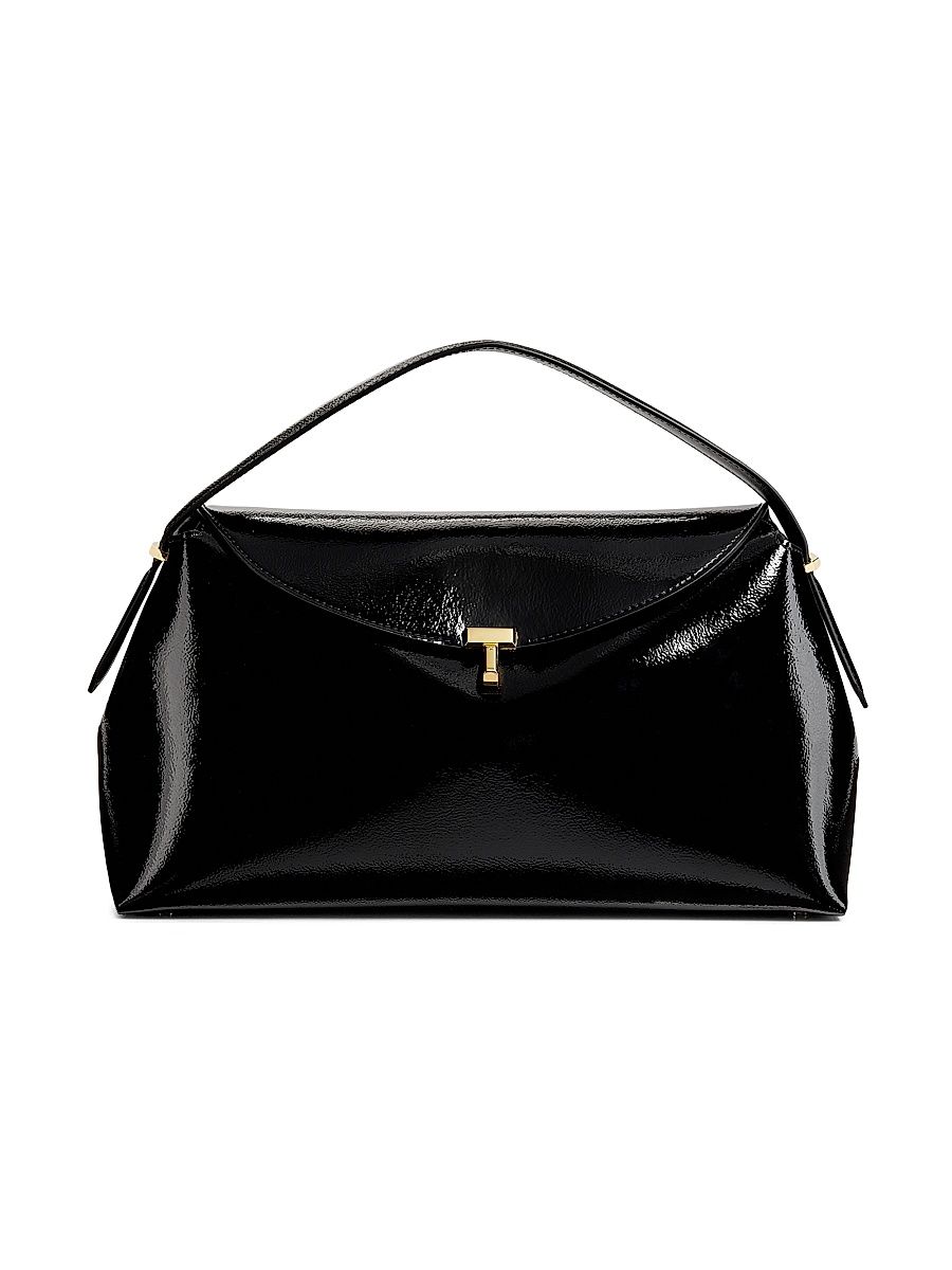 Women's T-Lock Naplack Leather Top Handle Bag - Black