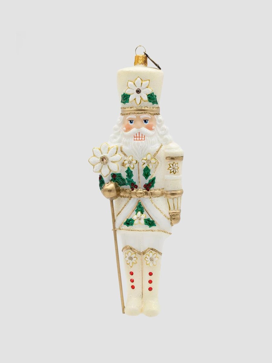 Jay Strongwater Holiday Poinsettia Nutcracker Christmas Ornament - Multi
