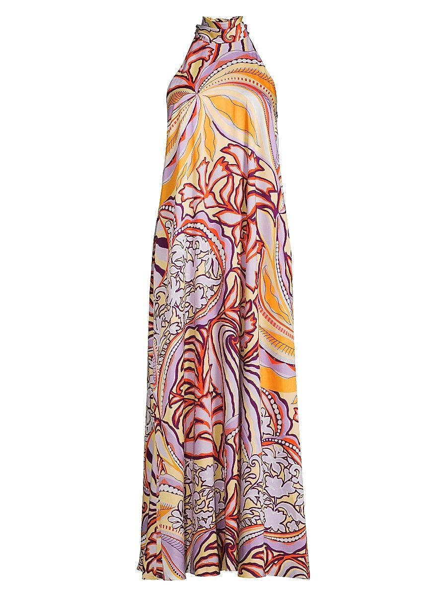 Women's Ziggy Floral Halter Maxi Dress - Orchid Multi - Size XL