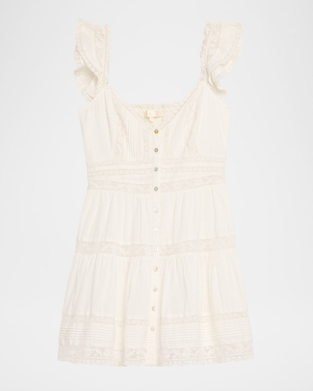 Rietta Cotton Lace-Trimmed Mini Dress