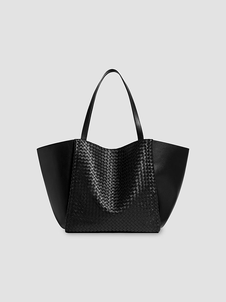 Women's Large Corso Intrecciato Leather Tote Bag - Black