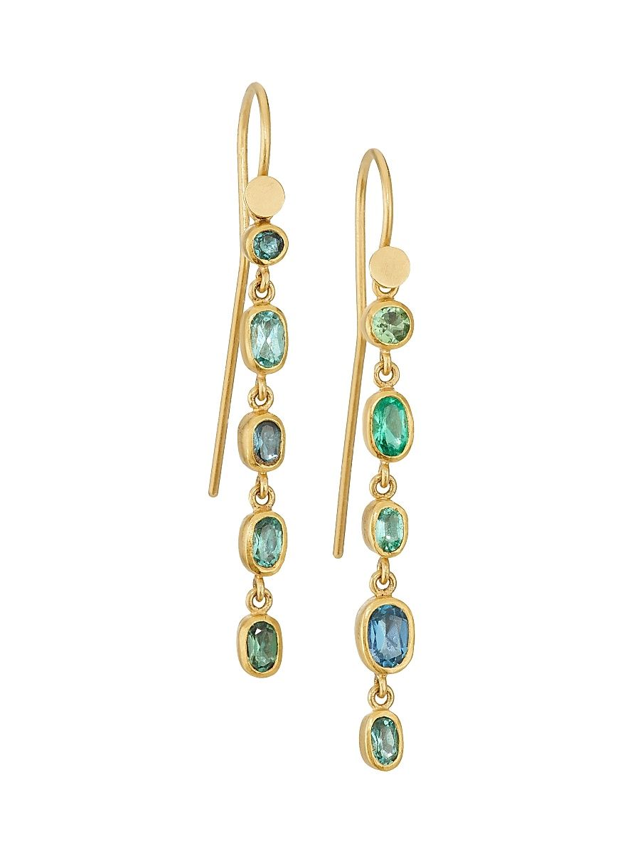 Women's 22K Yellow Gold & Paraiba-Tourmaline Drop Earrings - Yellow Gold