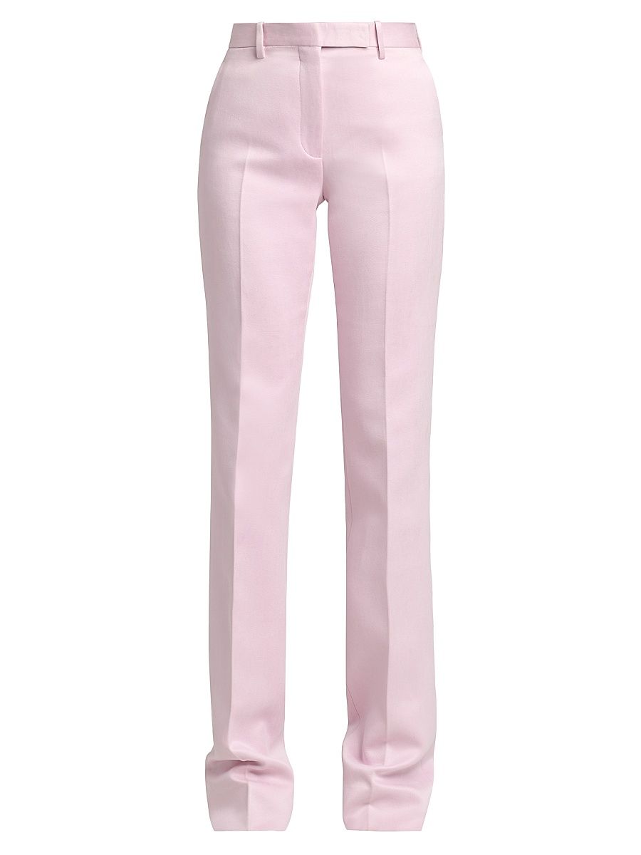 Women's Tailored Cotton-Silk Straight-Leg Pants - Orchid Pink - Size 2