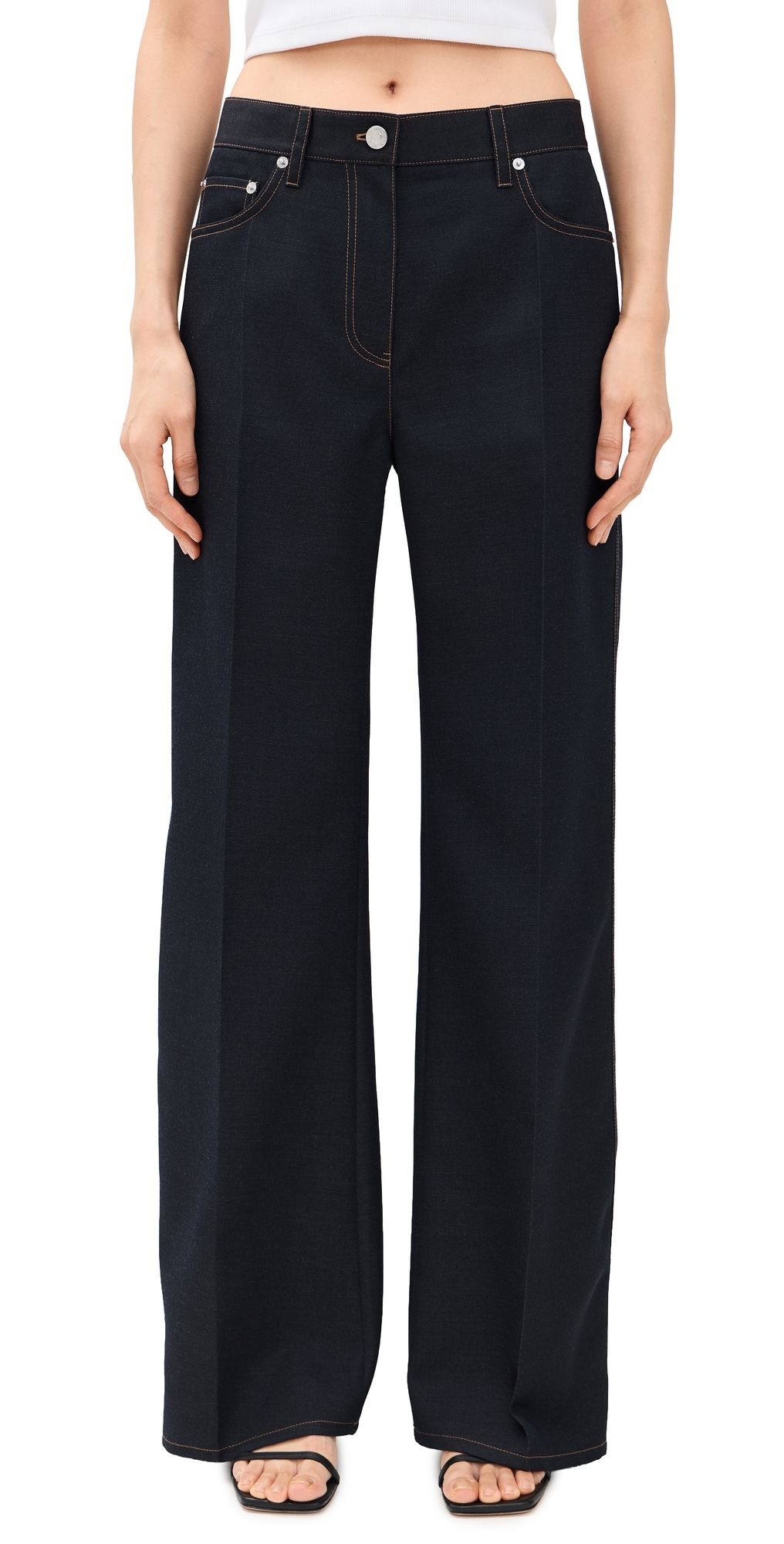 Helmut Lang Relaxed Bootcut Trousers Navy Melange 26
