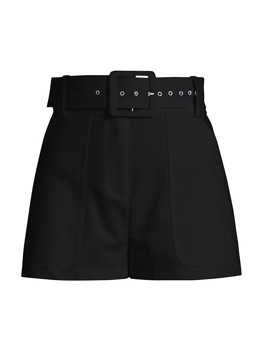 Women's Kasey Belted High-Rise Shorts - Black - Size 12
