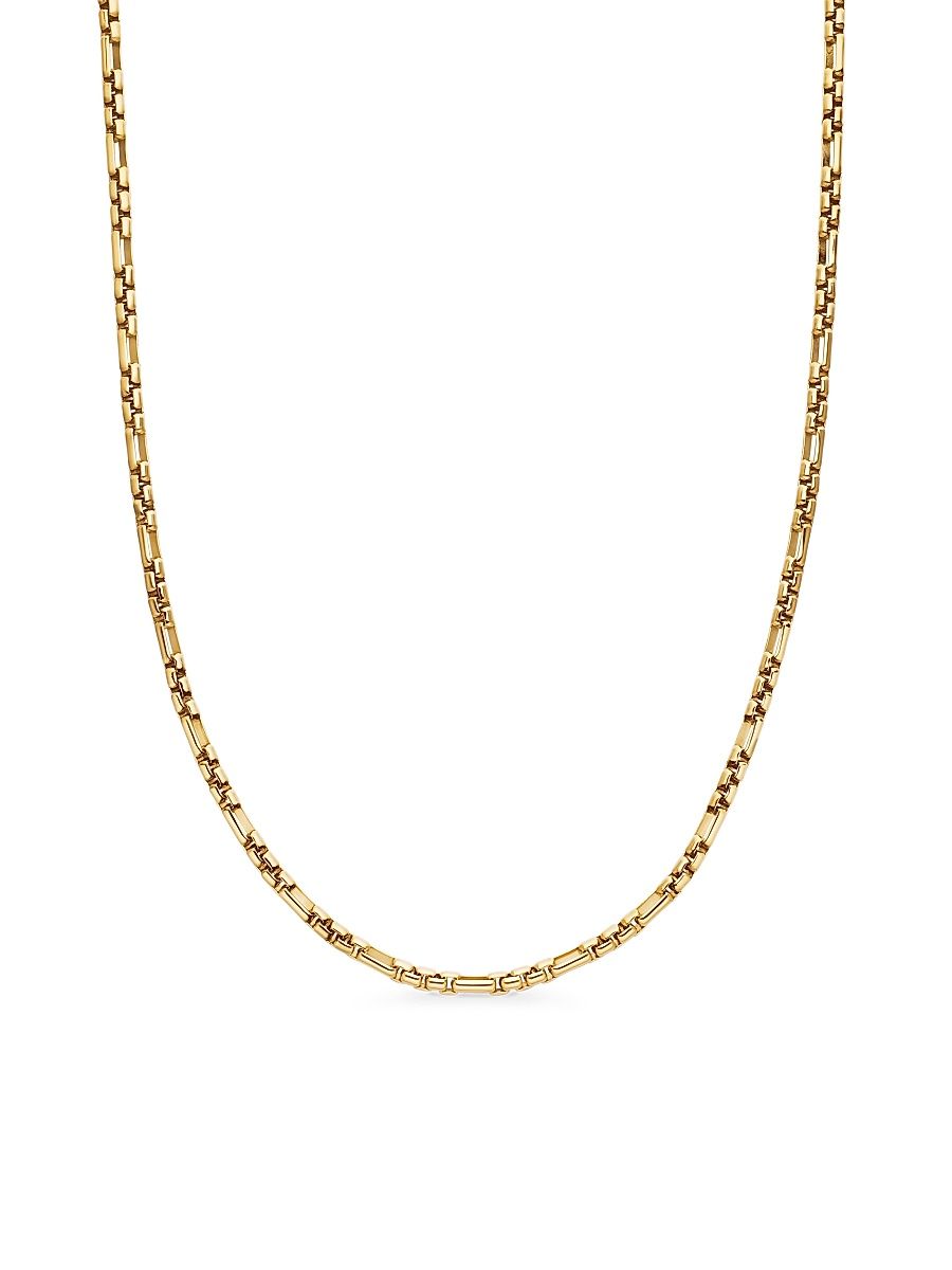 Men's Open Station Box Chain Necklace in 18K Yellow Gold, 3MM - Gold - Size 22