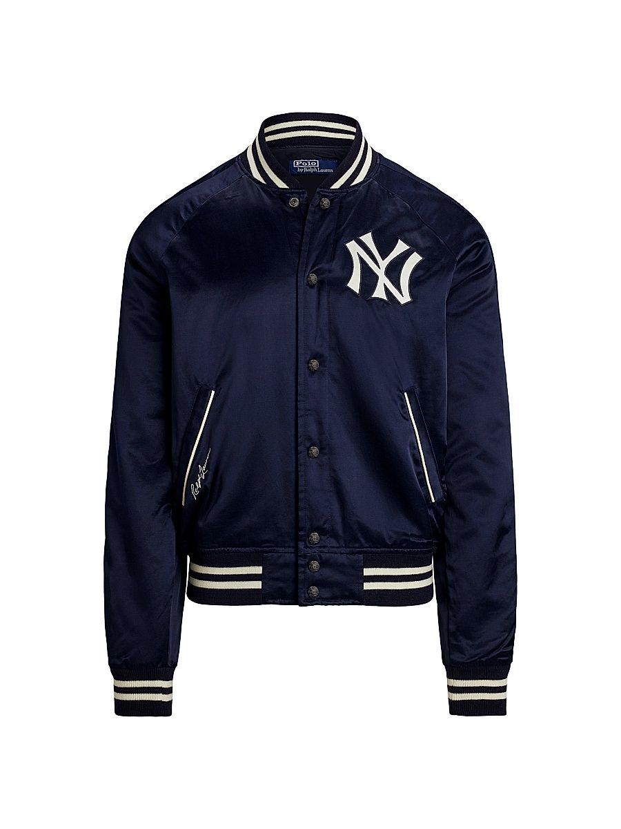 Men's New York Yankees Satin Bomber Jacket - Aviator Navy - Size XXL