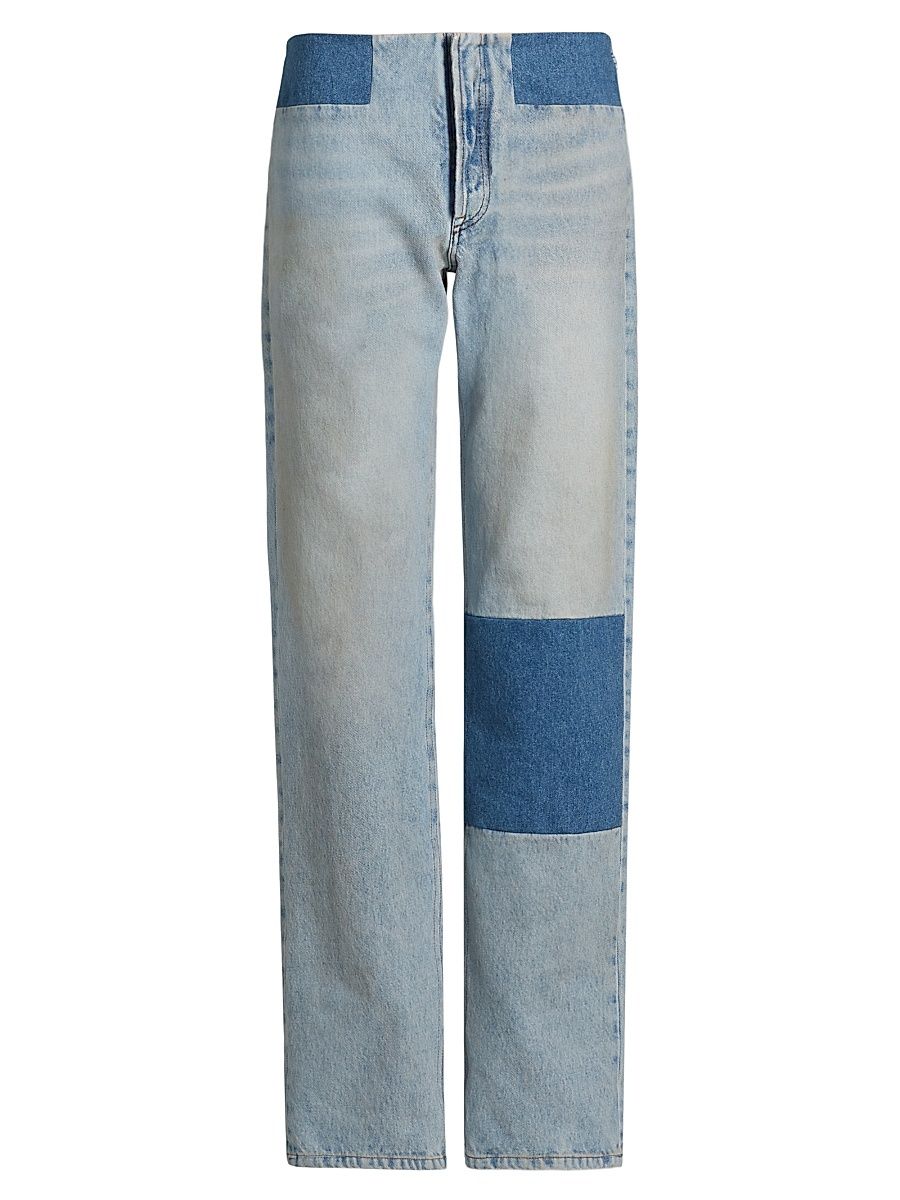 Women's Patchwork Denim Pants - Medium Blue - Size 29
