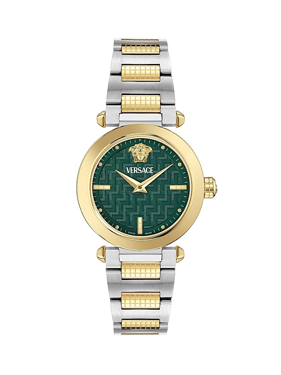 Women's Versace Greek Two-Tone Stainless Steel/35MM - Two Tone Green