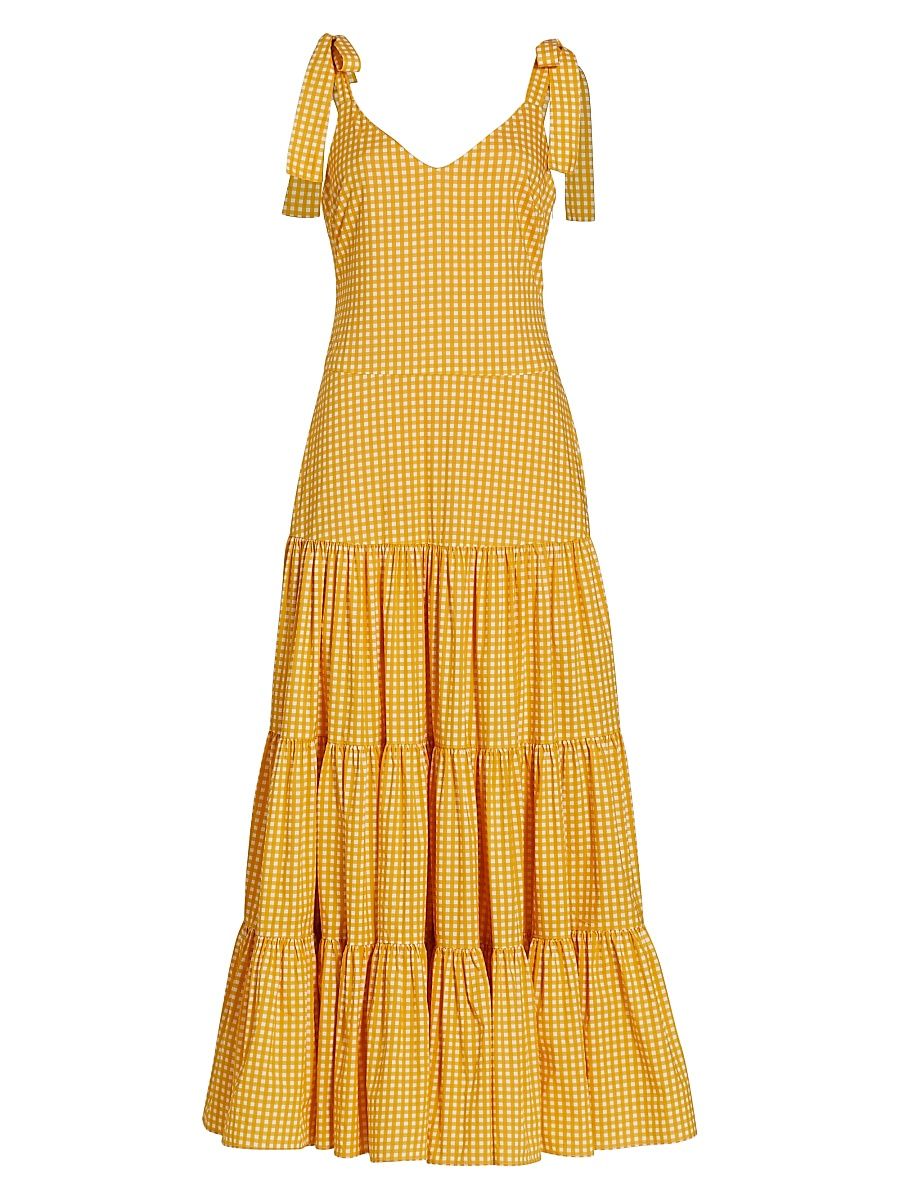 Women's Arianna Tiered Maxi Dress - Yellow Gingham - Size Medium