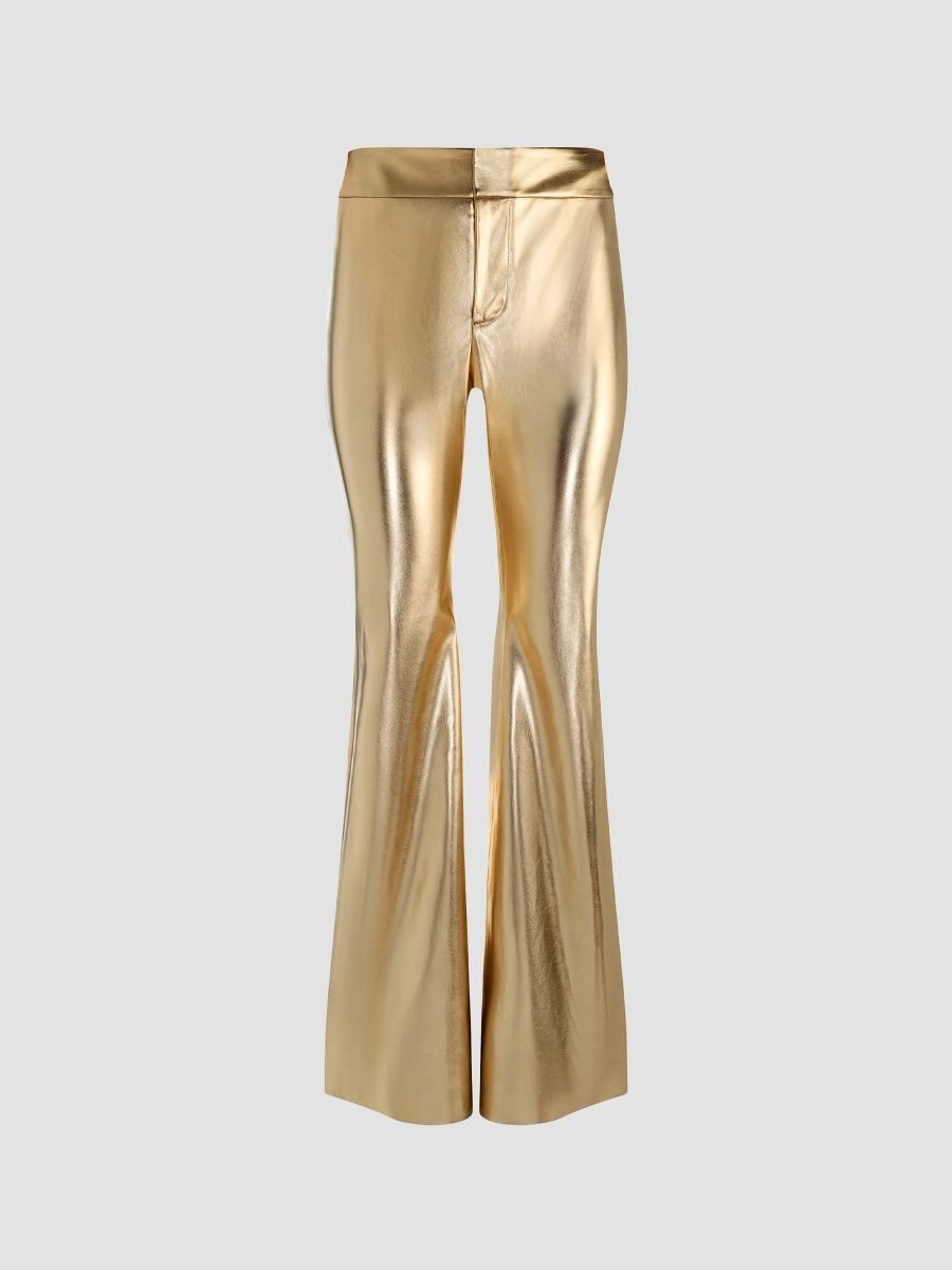 ALICE + OLIVIA Women's Andrew Faux-Leather Boot-Cut Pants - Gold - Size 14