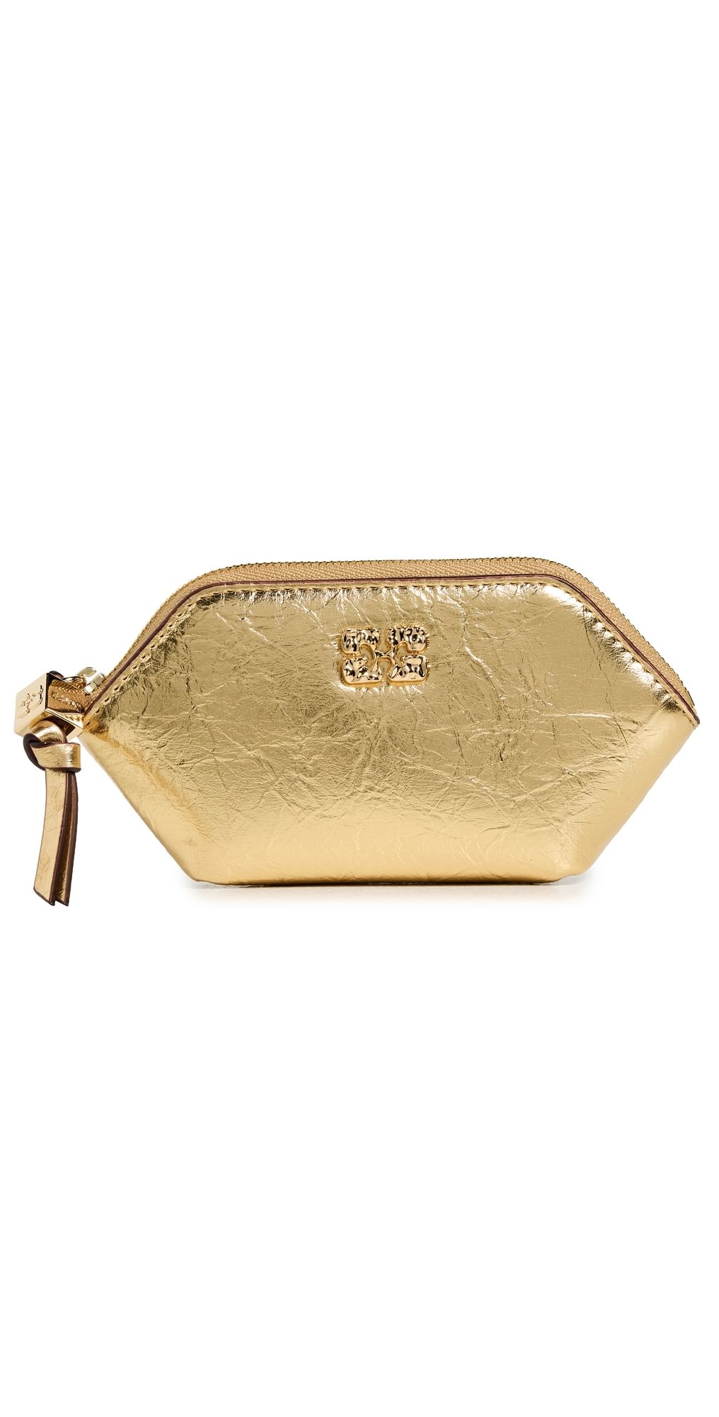 GANNI Bou Crushed Coin Purse Gold One Size