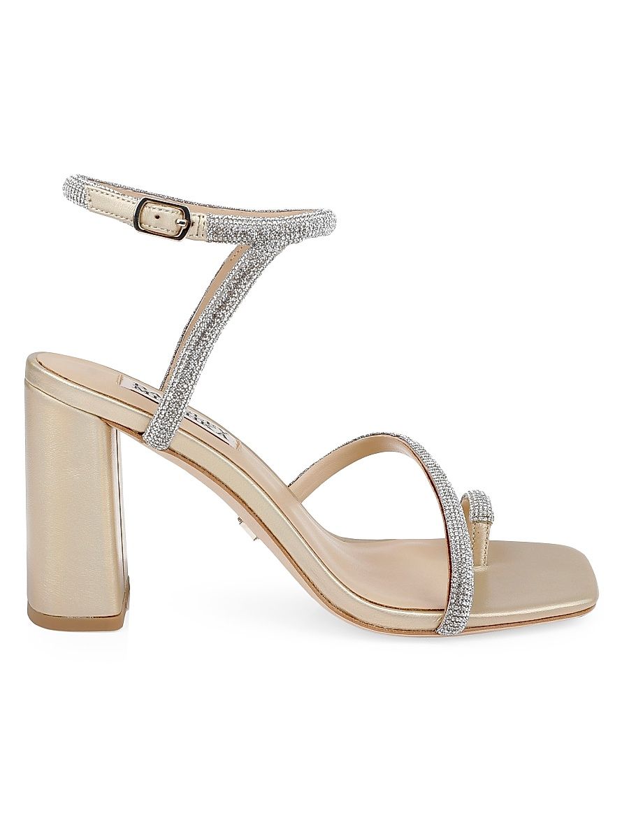 Women's Dalilah Leather Block-Heel Sandals - Gold - Size 7.5