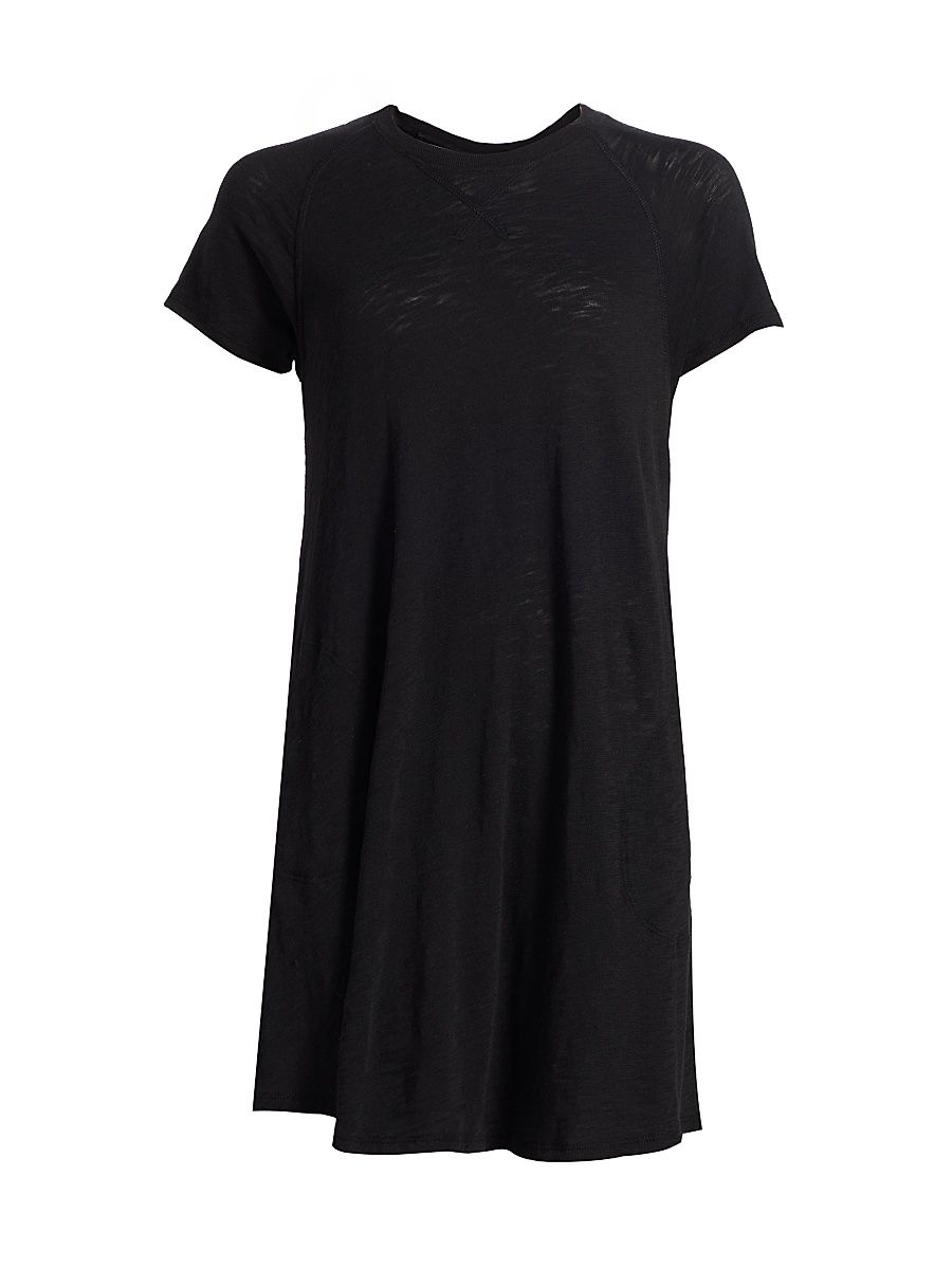 Women's Slub Jersey Short Sleeve Baseball Dress - Black - Size XS