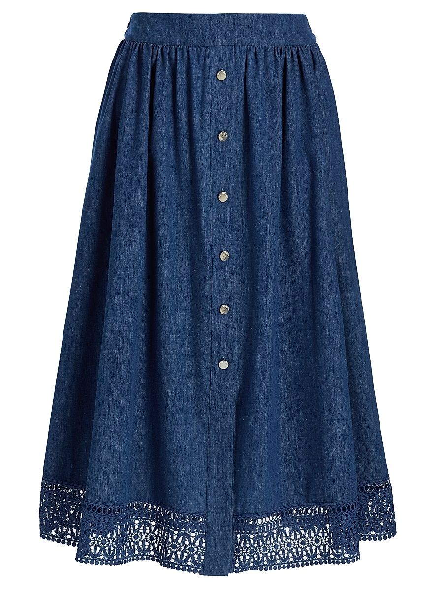 Women's The Laylee Denim Midi-Skirt - Dark Denim - Size XL