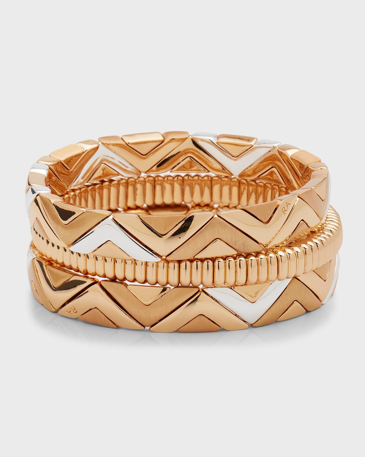 Two-Tone Puzzled Bracelets, Set of 3
