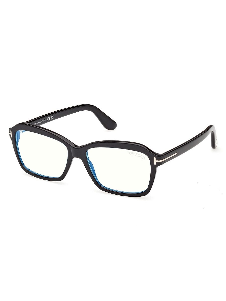 Women's 54MM Blue Block Rectangular Sunglasses - Black